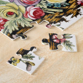 カラフルヴィンテージ水色フローラ ジグソーパズル (側面)