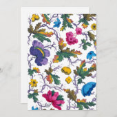 カラフルヴィンテージ水色フローラ ノートカード (正面/裏面)