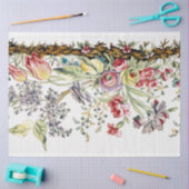 カラフルヴィンテージ水色フローラ 薄葉紙 (クラフト)