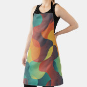 カラフルヴィンテージ波抽象芸術パターン エプロン (インサイチュ)