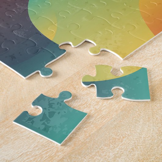 カラフルヴィンテージ波抽象芸術パターン ジグソーパズル (側面)