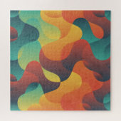 カラフルヴィンテージ波抽象芸術パターン ジグソーパズル (横)