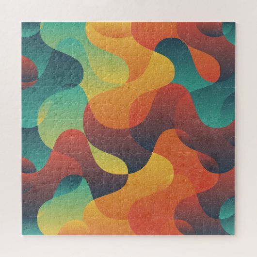 カラフルヴィンテージ波抽象芸術パターン ジグソーパズル (横)