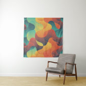 カラフルヴィンテージ波抽象芸術パターン タペストリー (インサイチュ(横))