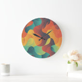 カラフルヴィンテージ波抽象芸術パターン ラージ壁時計 (ホーム)
