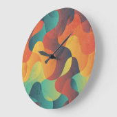 カラフルヴィンテージ波抽象芸術パターン ラージ壁時計 (傾斜)