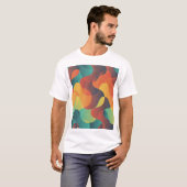 カラフルヴィンテージ波抽象芸術パターン Tシャツ (正面フル)