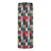 カラフルヴィンテージ生地のパッチワークの正方形 タンブラー (裏面)