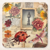 カラフルヴィンテージ素朴紙 スクエアペーパーコースター (正面)