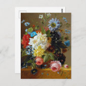 カラフルヴィンテージ花びら絵画アート ポストカード (正面/裏面)