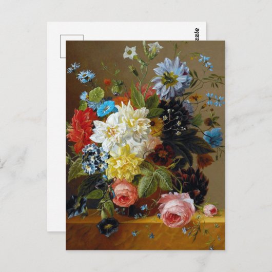 カラフルヴィンテージ花びら絵画アート ポストカード (正面/裏面)