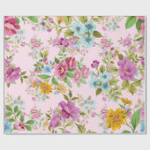 カラフルヴィンテージ花模様の包装紙 ラッピングペーパー (フラット)