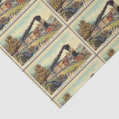 カラフルヴィンテージ蒸気列車アートパターンの切り離 薄葉紙 (詳細)