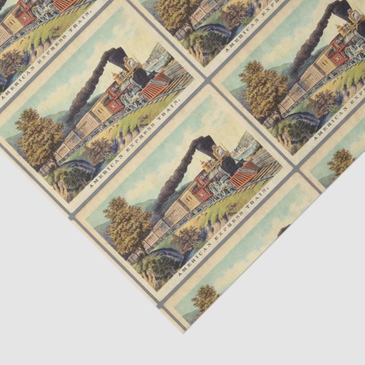 カラフルヴィンテージ蒸気列車アートパターンの切り離 薄葉紙 (詳細)