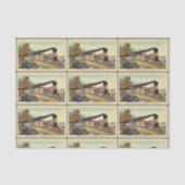 カラフルヴィンテージ蒸気列車アートパターンの切り離 薄葉紙 (正面)