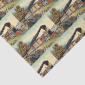 カラフルヴィンテージ蒸気列車芸術はがき模様 薄葉紙 (詳細)