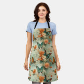 カラフルヴィンテージ蝶と花(10) エプロン (着用した状態)