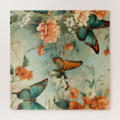 カラフルヴィンテージ蝶と花(10) ジグソーパズル (横)