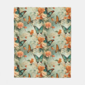 カラフルヴィンテージ蝶と花(10) フリースブランケット (正面)