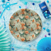 カラフルヴィンテージ蝶と花(10) ペーパープレート (パーティー)