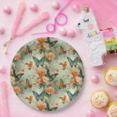 カラフルヴィンテージ蝶と花(10) ペーパープレート (パーティー)