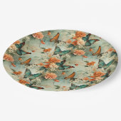 カラフルヴィンテージ蝶と花(10) ペーパープレート (アングル)