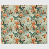 カラフルヴィンテージ蝶と花(10) ラッピングペーパー (フラット)