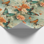 カラフルヴィンテージ蝶と花(10) ラッピングペーパー (角)