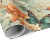 カラフルヴィンテージ蝶と花(10) ラッピングペーパー (ロールコーナー)