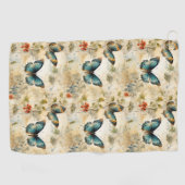 カラフルヴィンテージ蝶と花(11) ゴルフタオル (横)