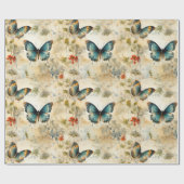 カラフルヴィンテージ蝶と花(11) ラッピングペーパー (フラット)