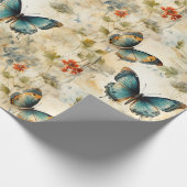 カラフルヴィンテージ蝶と花(11) ラッピングペーパー (角)