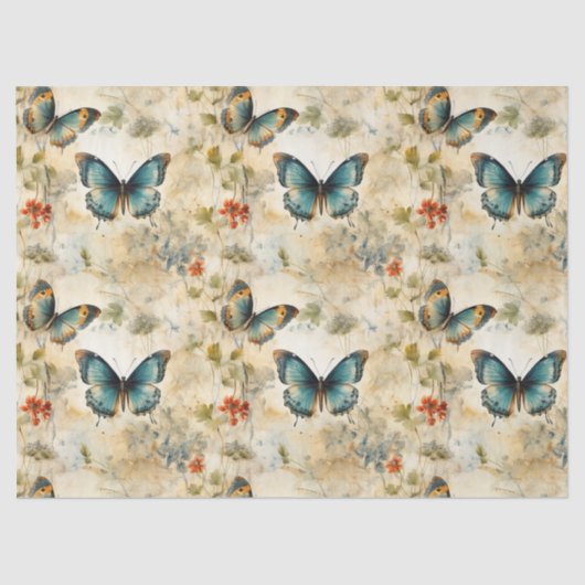 カラフルヴィンテージ蝶と花(11) 薄葉紙 (正面)