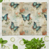 カラフルヴィンテージ蝶と花(12) キッチンタオル (折り畳み)