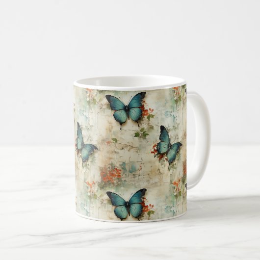 カラフルヴィンテージ蝶と花(12) コーヒーマグカップ (正面右)
