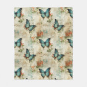 カラフルヴィンテージ蝶と花(12) フリースブランケット (正面)