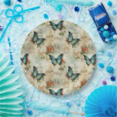 カラフルヴィンテージ蝶と花(12) ペーパープレート (パーティー)