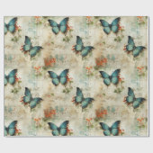 カラフルヴィンテージ蝶と花(12) ラッピングペーパー (フラット)