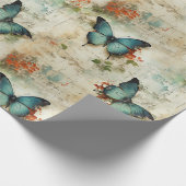 カラフルヴィンテージ蝶と花(12) ラッピングペーパー (角)