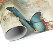 カラフルヴィンテージ蝶と花(12) ラッピングペーパー (ロールコーナー)