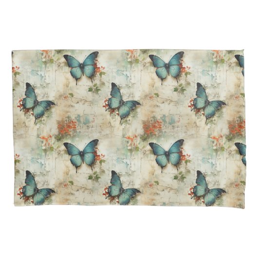 カラフルヴィンテージ蝶と花(12) 枕カバー (正面左)