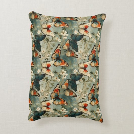 カラフルヴィンテージ蝶と花(5) アクセントクッション (裏面(縦))