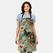 カラフルヴィンテージ蝶と花(5) エプロン (着用した状態)
