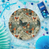 カラフルヴィンテージ蝶と花(5) ペーパープレート (パーティー)