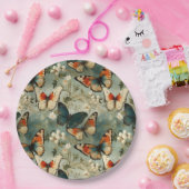 カラフルヴィンテージ蝶と花(5) ペーパープレート (パーティー)