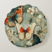 カラフルヴィンテージ蝶と花(5) ラウンドクッション (裏面)