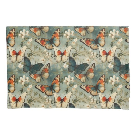 カラフルヴィンテージ蝶と花(5) 枕カバー (正面左)
