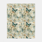 カラフルヴィンテージ蝶と花(6) フリースブランケット (正面)