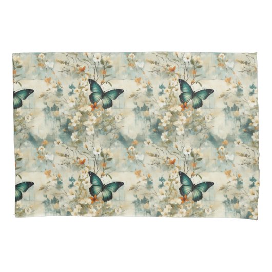 カラフルヴィンテージ蝶と花(6) 枕カバー (正面左)