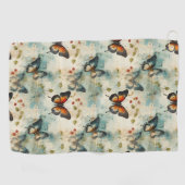 カラフルヴィンテージ蝶と花(7) ゴルフタオル (横)